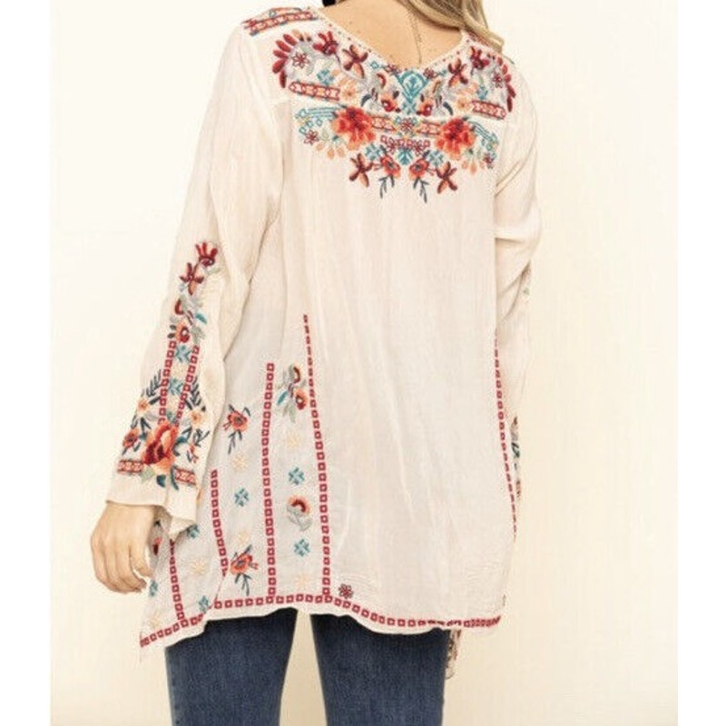 NWT Johnny Was Embroidered Floral Long Sleeve V Neck Dulci Tunic Womens 1X