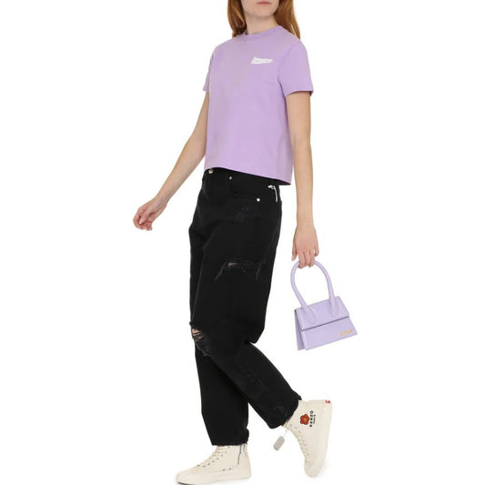 NWT Jacquemus Purple Short Sleeve Crewneck Camargue Cotton Top Womens X-Small