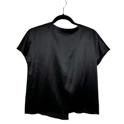 Ports 1961 Black Short Sleeve Crewneck Silk Drape Blouse Womens 4