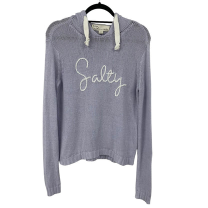 Vintage Havana Lavender White Salty Knit Hoodie Sweater Womens Small