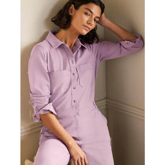 Boden Carly Jumpsuit Cargo Boilersuit Soft Denim Lavender Womens Size 6 Petite