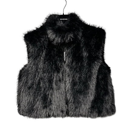 NWT Balenciaga Black Faux Fur Reversible Ski Jacket Womens 6