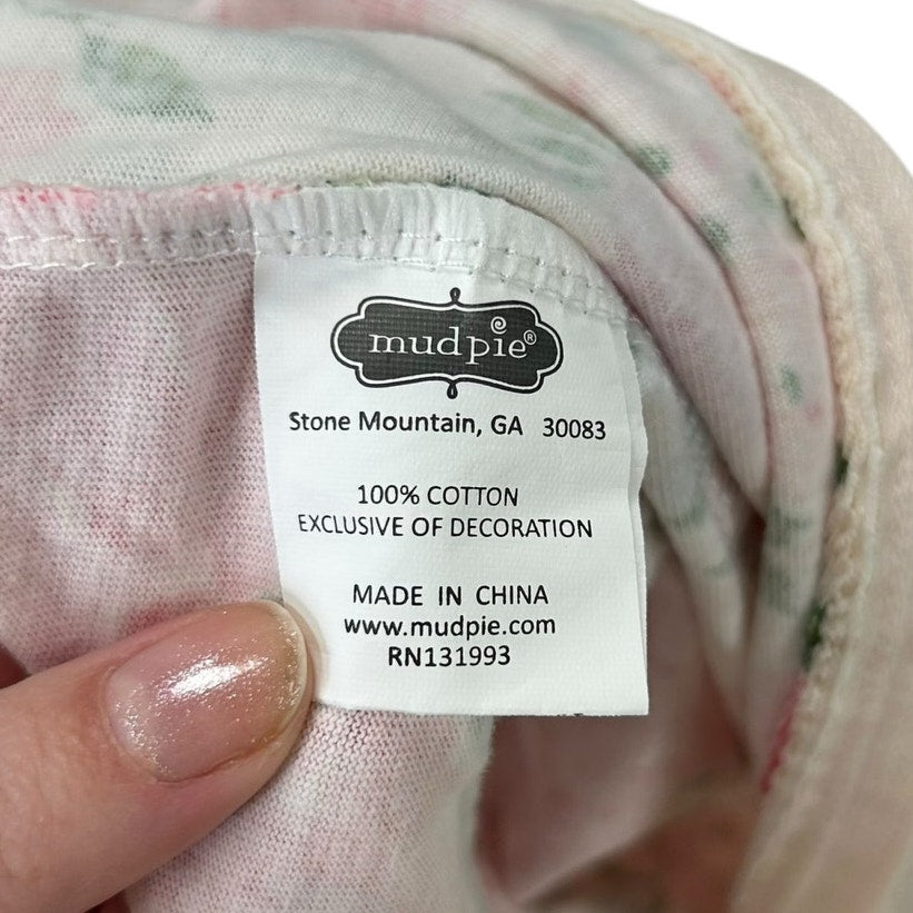 Mud Pie Rose Print Baby Cotton Sleeper Set with Headband Girls 3-6 Months