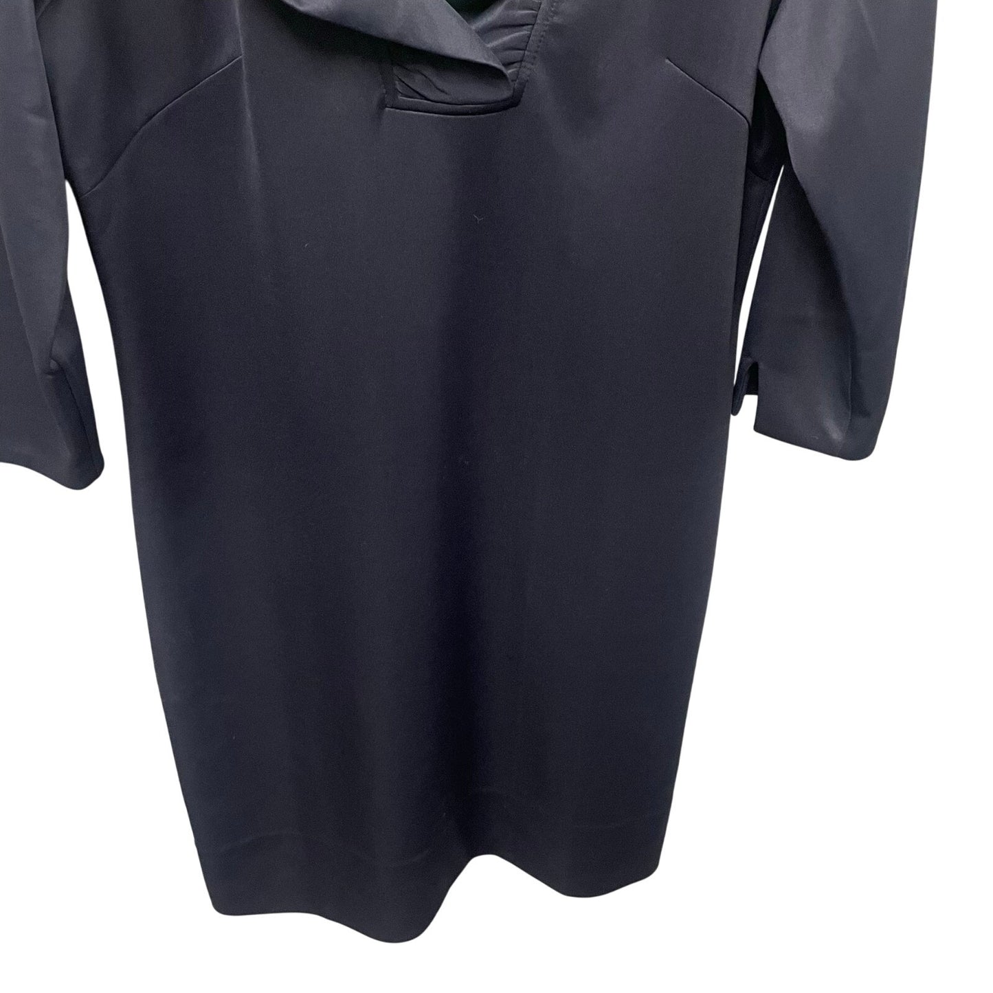 Gretchen Scott Ruff Neck 3/4 Sleeve Navy Shift Dress Womens Size Medium