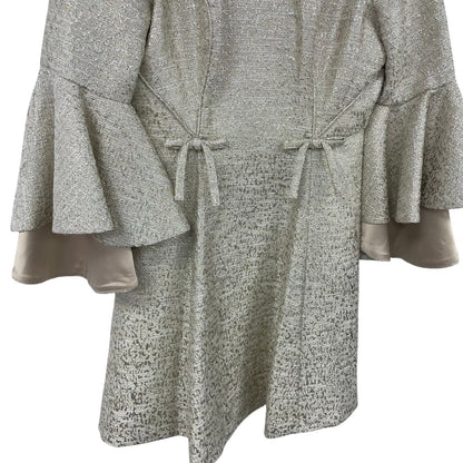 Belle Badgley Mischka Bell Sleeve Metallic Gold Cocktail Dress Womens 10