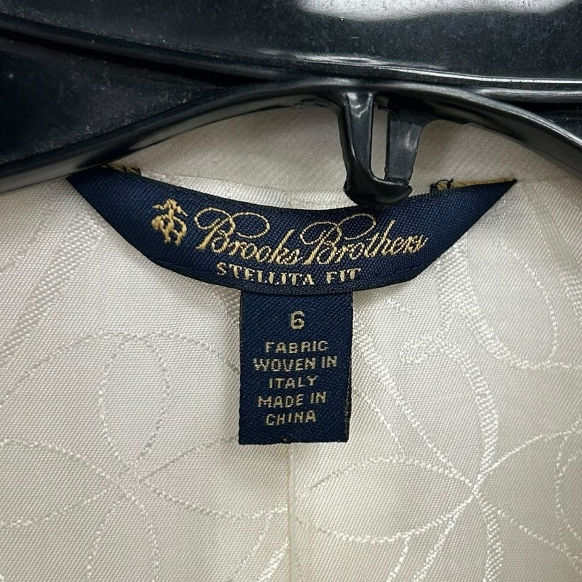 NWT $498.00 Brooks Brothers White Wool Stellita Fit Blazer Jacket Womens US 6