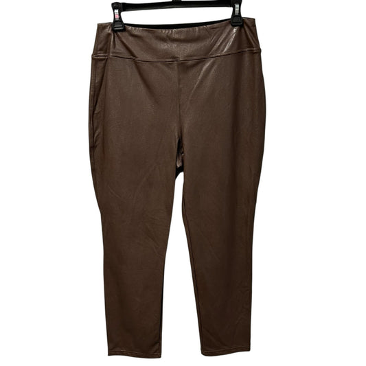 Tuckernuck Solid Brown Faux Leather Pull On Leggings Womens Size Large