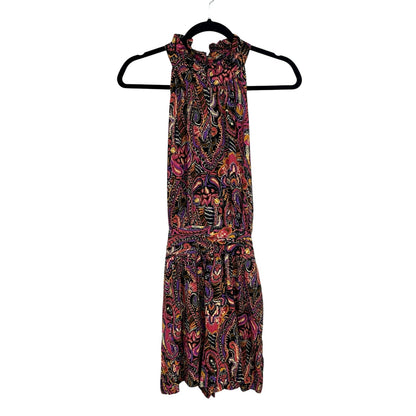 Cynthia Rowley Pink Multicolor Paisley Print Tie Back Mini Romper Womens Large