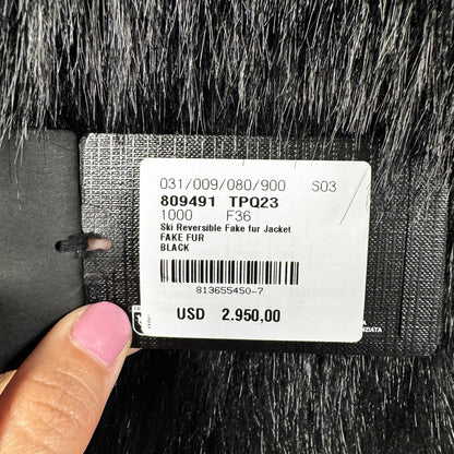 NWT Balenciaga Black Faux Fur Reversible Ski Jacket Womens 6