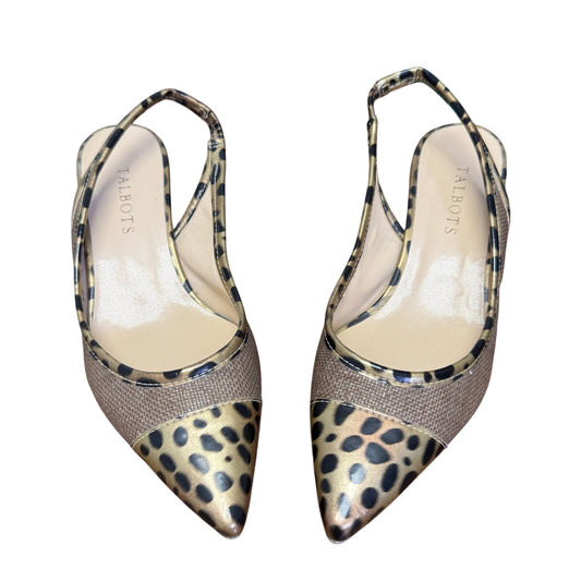 NWOT Talbots Brown Tan Leopard Print Slingback Shoes Womens 6