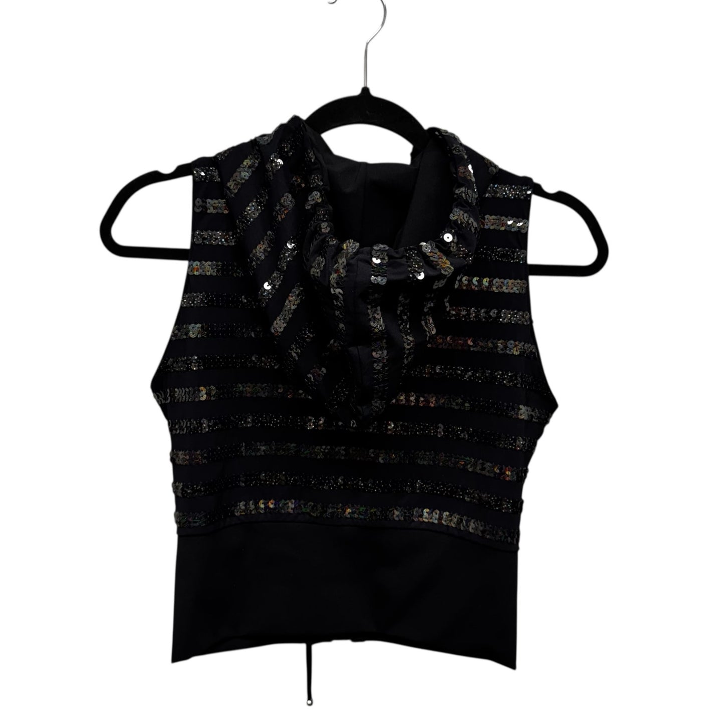 NWT Chanel Black Sequin Embellished Sleeveless Hooded Zip Up Vest Womens 6