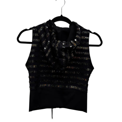 NWT Chanel Black Sequin Embellished Sleeveless Hooded Zip Up Vest Womens 6