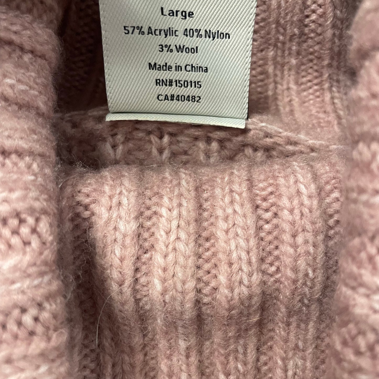 Varley Pink Woodrose Rogan Cropped Knit Turtleneck Sweater Womens Size Large