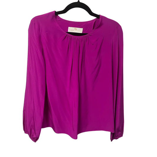 Amanda Uprichard 100% Silk Long Sleeve Purple Blouse Womens Medium
