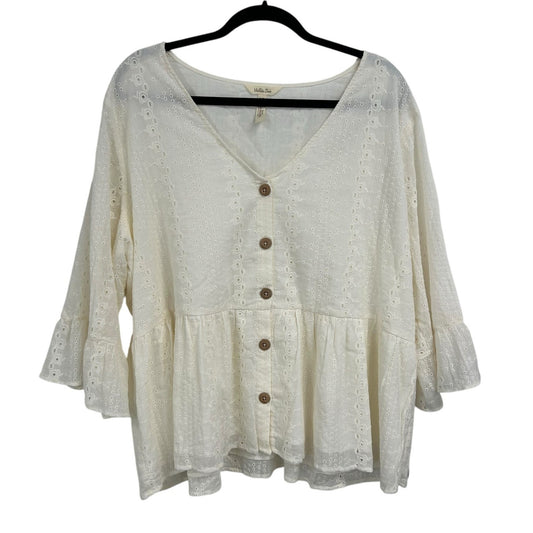 Matilda Jane Ivory Button Front Dream Chasers Have A Good Day Top Womens XXL