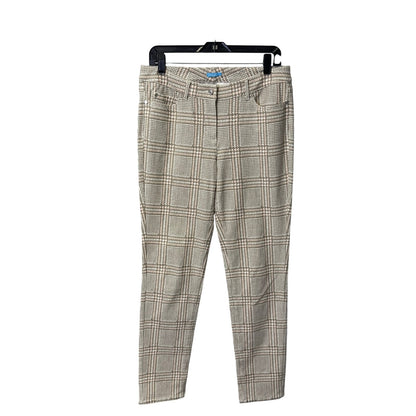 J. McLaughlin Brown Blush Houndstooth High Rise Cotton Ankle Pants Womens 10
