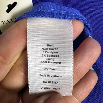 NWT Talbots Blue Short Sleeve Scalloped Square Neck Mini Shift Dress Womens 18