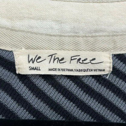 We The Free Lavender Cream Give Me Stripes Long Sleeve Henley Tee Womens Small