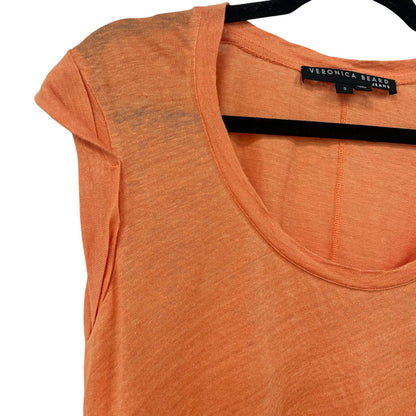 Veronica Beard Jeans 100% Linen Arion Muscle T Shirt Orange Womens Small