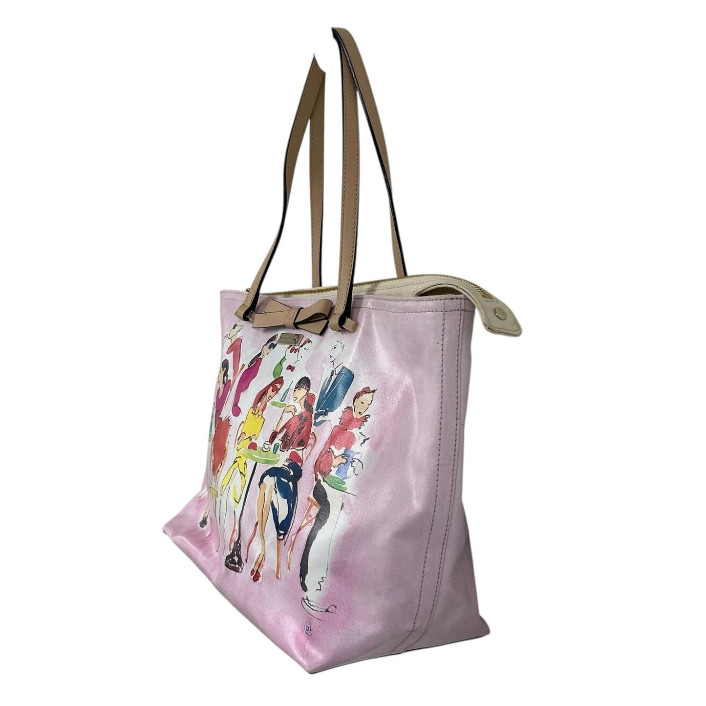 Kate Spade Pink Multi Ooh La La Bruno Cafe Francis Double Handle Tote AS IS