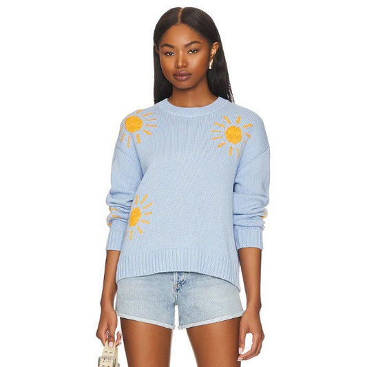 Rails Blue Yellow Sunshine Print Long Sleeve Pullover Zoey Sweater Womens XS