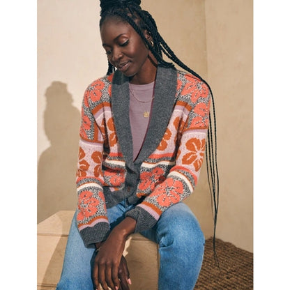 NWT $258 Faherty Sunset Shell Jacquard Topanga Canyon Cardigan Womens Size XS