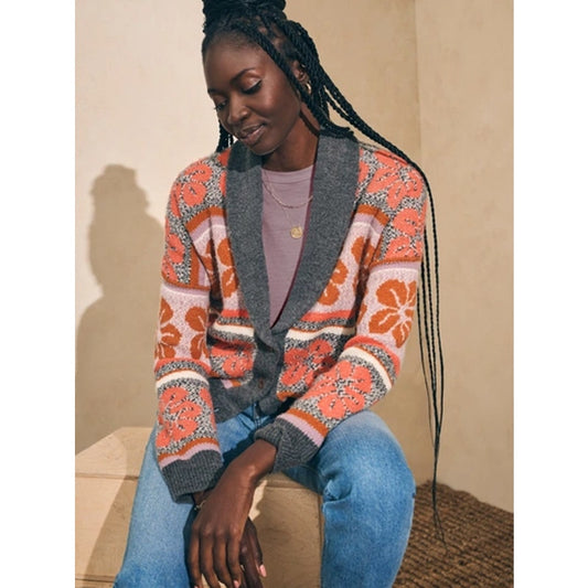 NWT $258 Faherty Sunset Shell Jacquard Topanga Canyon Cardigan Womens Size XS