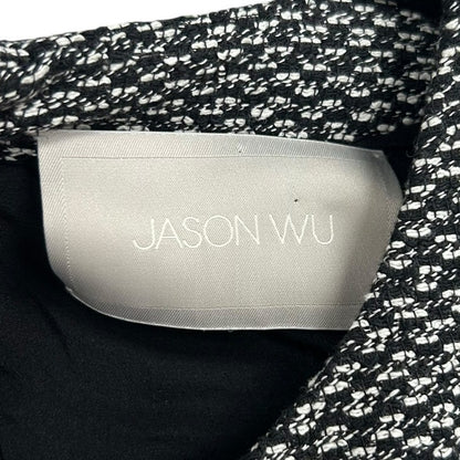 NWT Jason Wu Bone White Black Tweed Lambskin Leather Short Sleeve Dress Womens 4