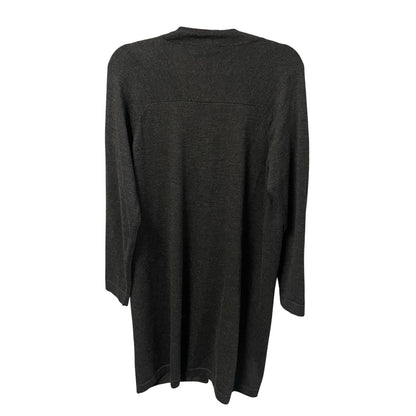 Eileen Fisher Pure Merino Wool Button Front Duster Cardigan Dark Gray Size Large