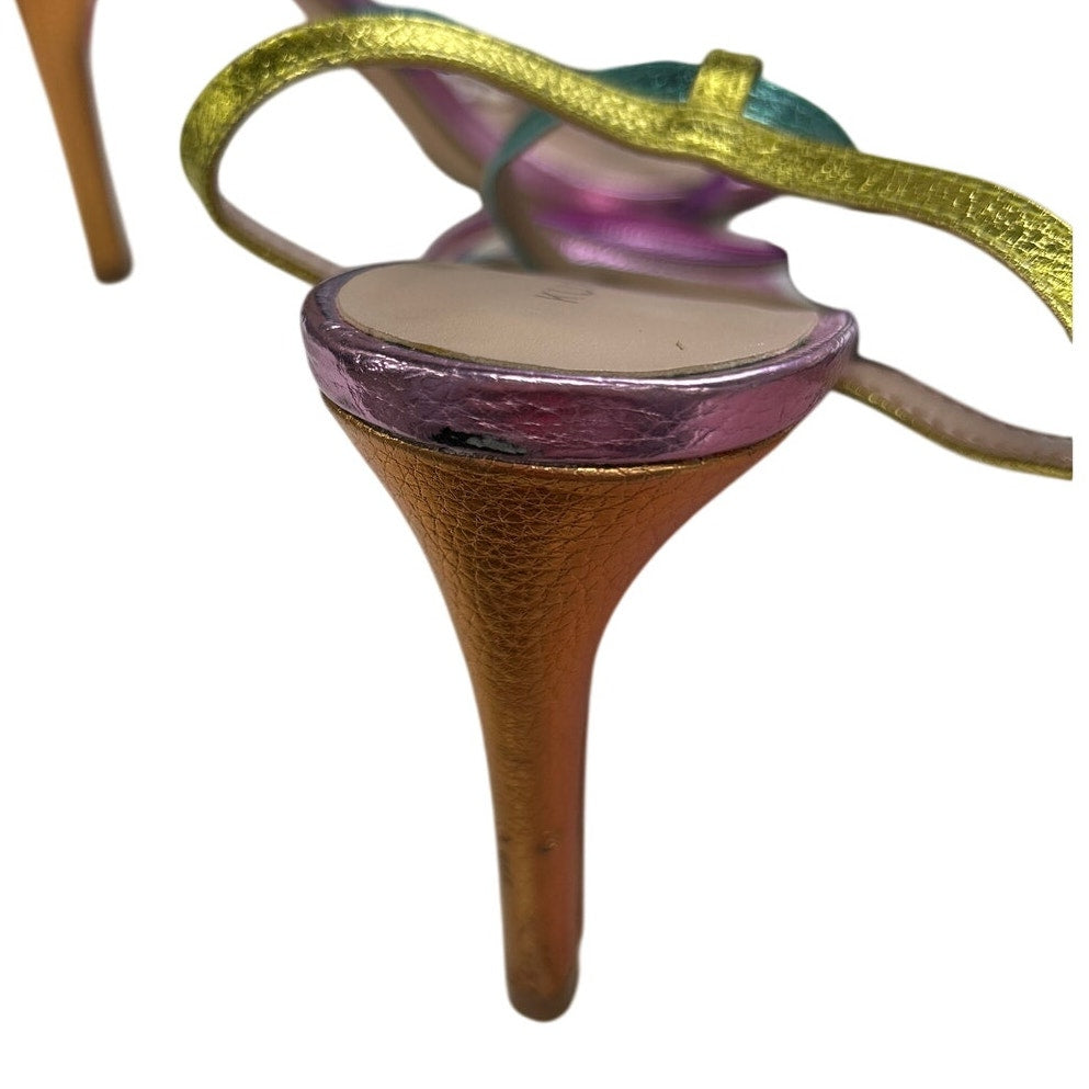 Kurt Geiger Silver Jewel Buckle Rainbow Leather Pierra Heels Womens 41 / US 10