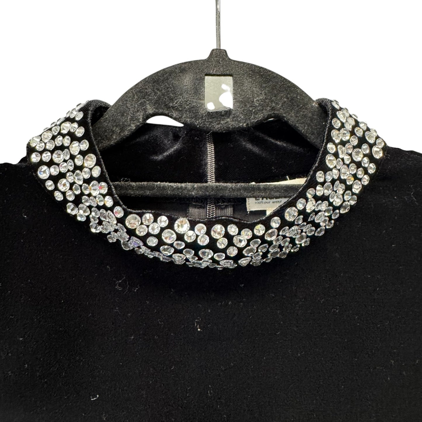 NWT L’Agence Black Madelyn Crystal-Embellished Mock Neck Sleeveless Top Small