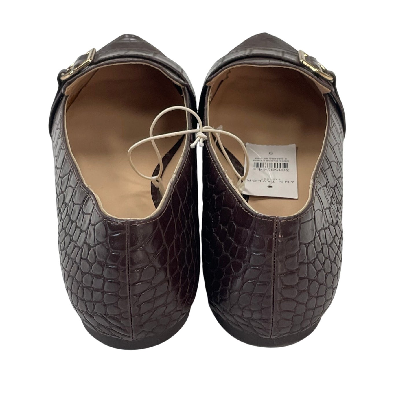 NWT Ann Taylor Factory Dark Brown Faux Leather Pointed Toe Flats Womens Size 9