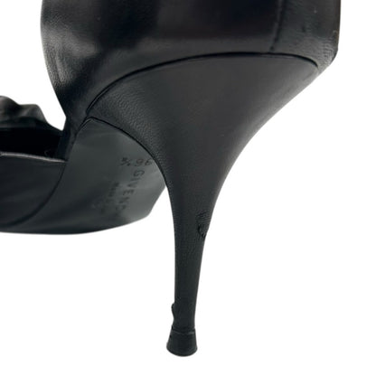 Vintage Givenchy Black Leather Flower Closed Toe Womens 36.5 / US 6.5 AS IS