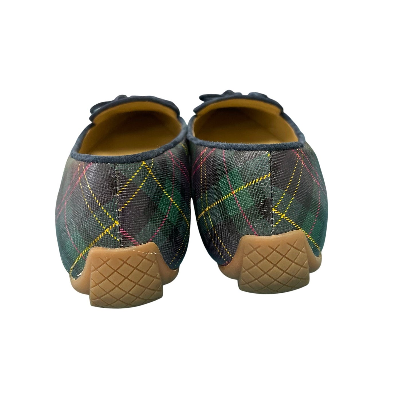 Talbots Francesca Tie Tassel Driving Moccasins Tartan Plaid Leather Womens 7