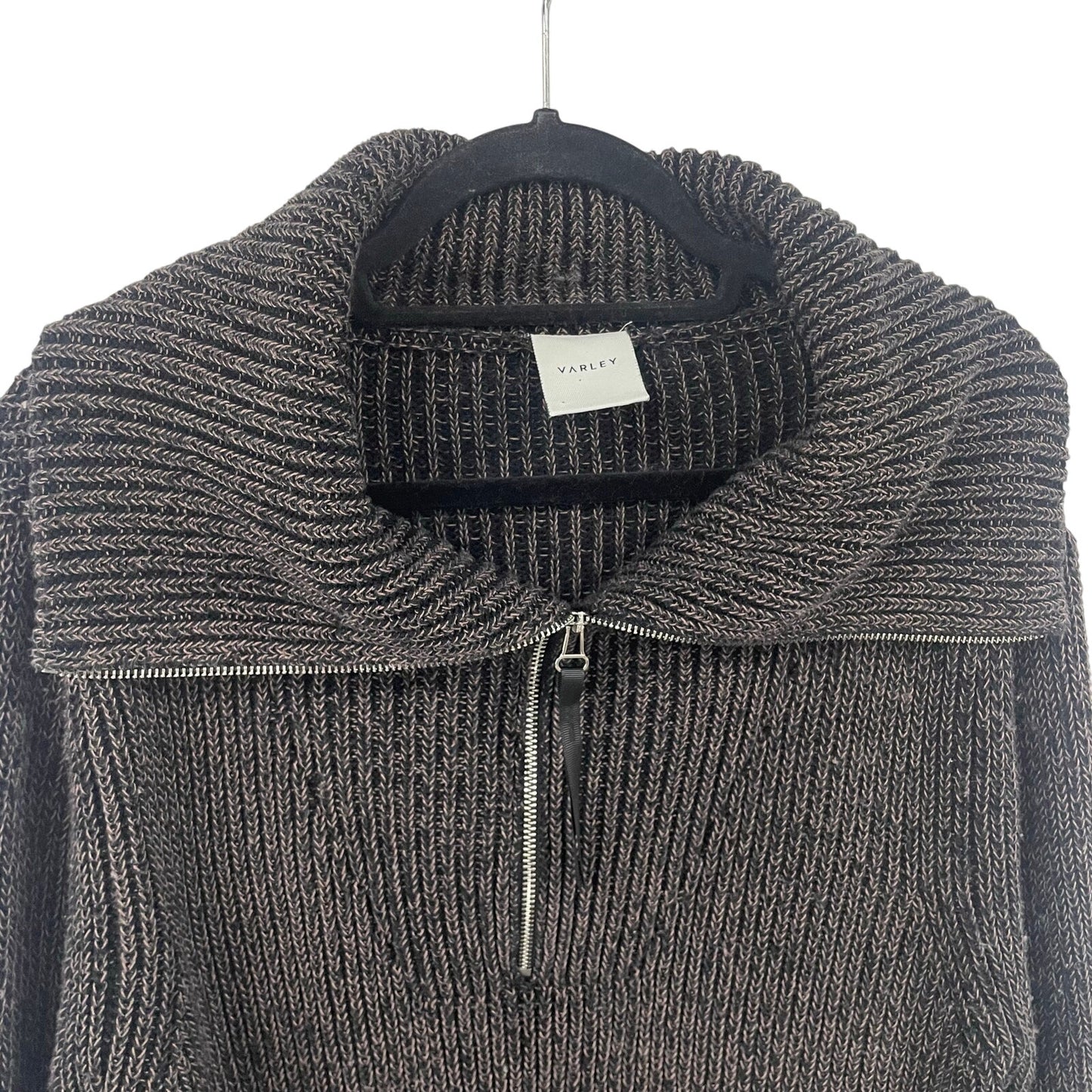 Varley Mentone Knit Half Zip Brown Black Speckle Sweater Womens Size XS