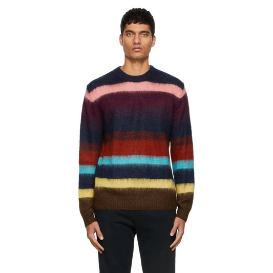 PS Paul Smith Multicolor Ombre Stripe Mohair Crewneck Sweater Mens Large