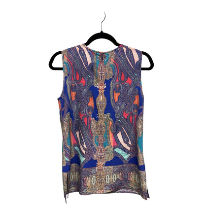 St. John Multi Color Paisley Print Sleeveless Round Neck Tank Top Womens Petite