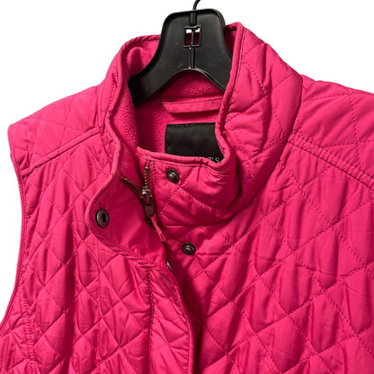 Talbots Pink Quilted Fleece Lined Zip Up Snap Button Puffer Vest Womens XL