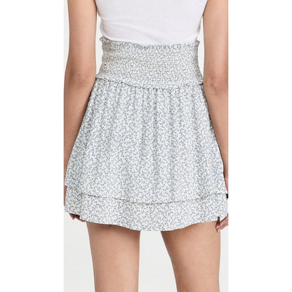 Rails White Blue Garden Print Tiered Pull On Mini Addison Skirt Womens Small