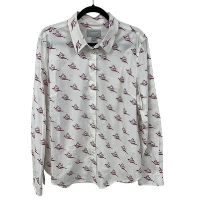 Schoffel Long Sleeve Button Up Norfolk Shirt in Fig Pheasant Womens 16 AS IS