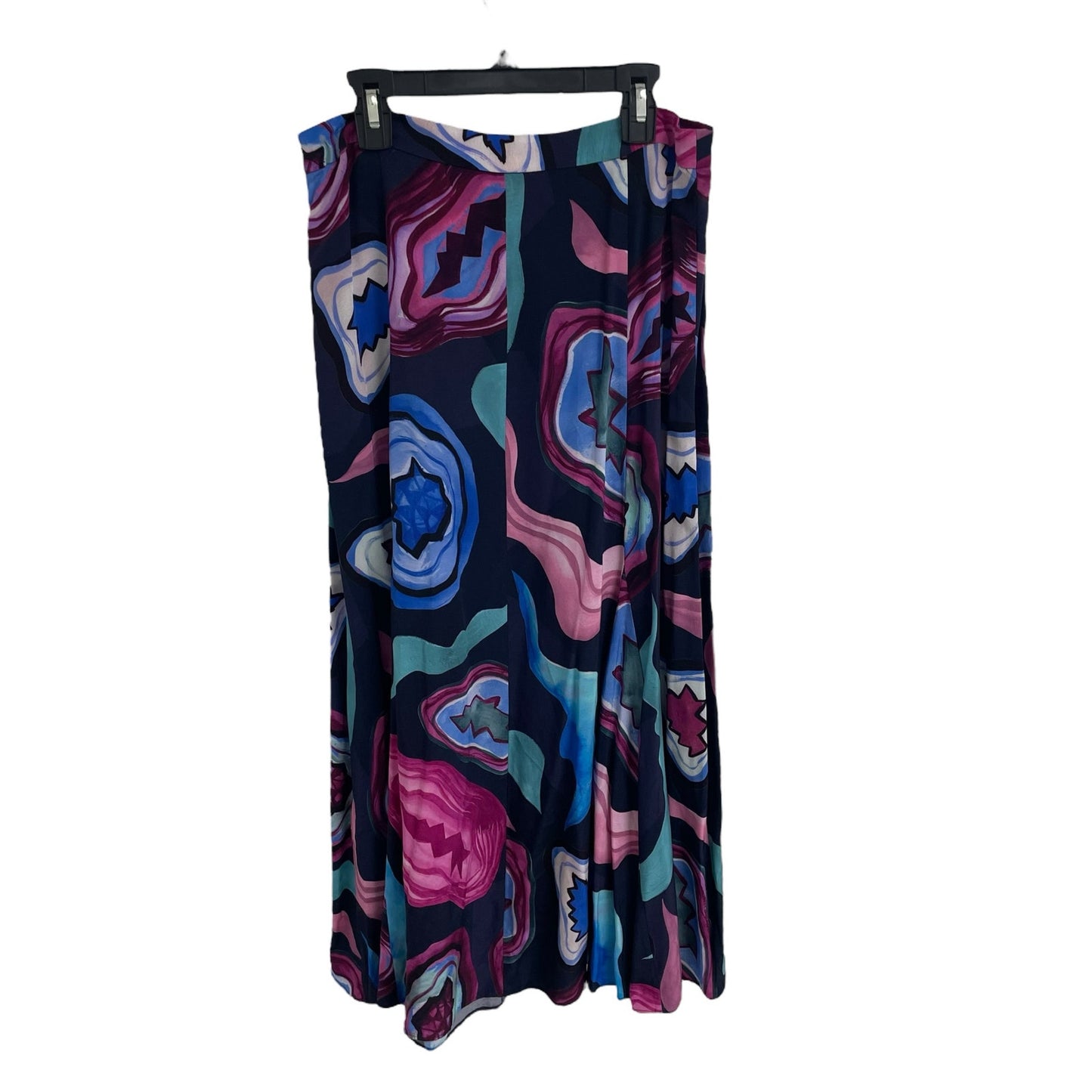 NWT Jigsaw Agate Gem Print Midi Skirt Pink Navy Blue Womens US 6