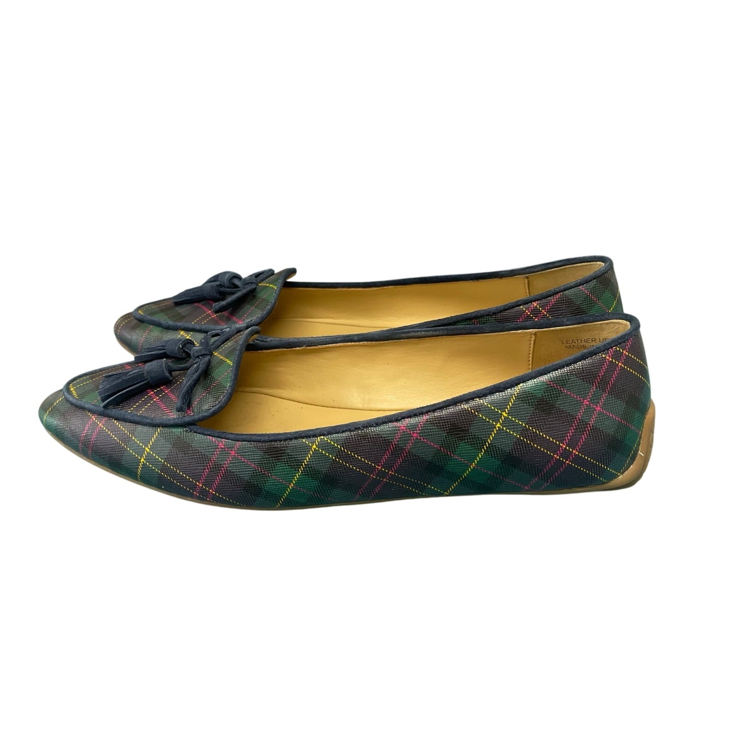Talbots Francesca Tie Tassel Driving Moccasins Tartan Plaid Leather Womens 7