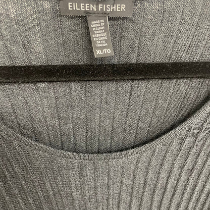 Eileen Fisher Pure Wool Knit Scoop Neck Pleated Sweater Dress Gray Womens XL