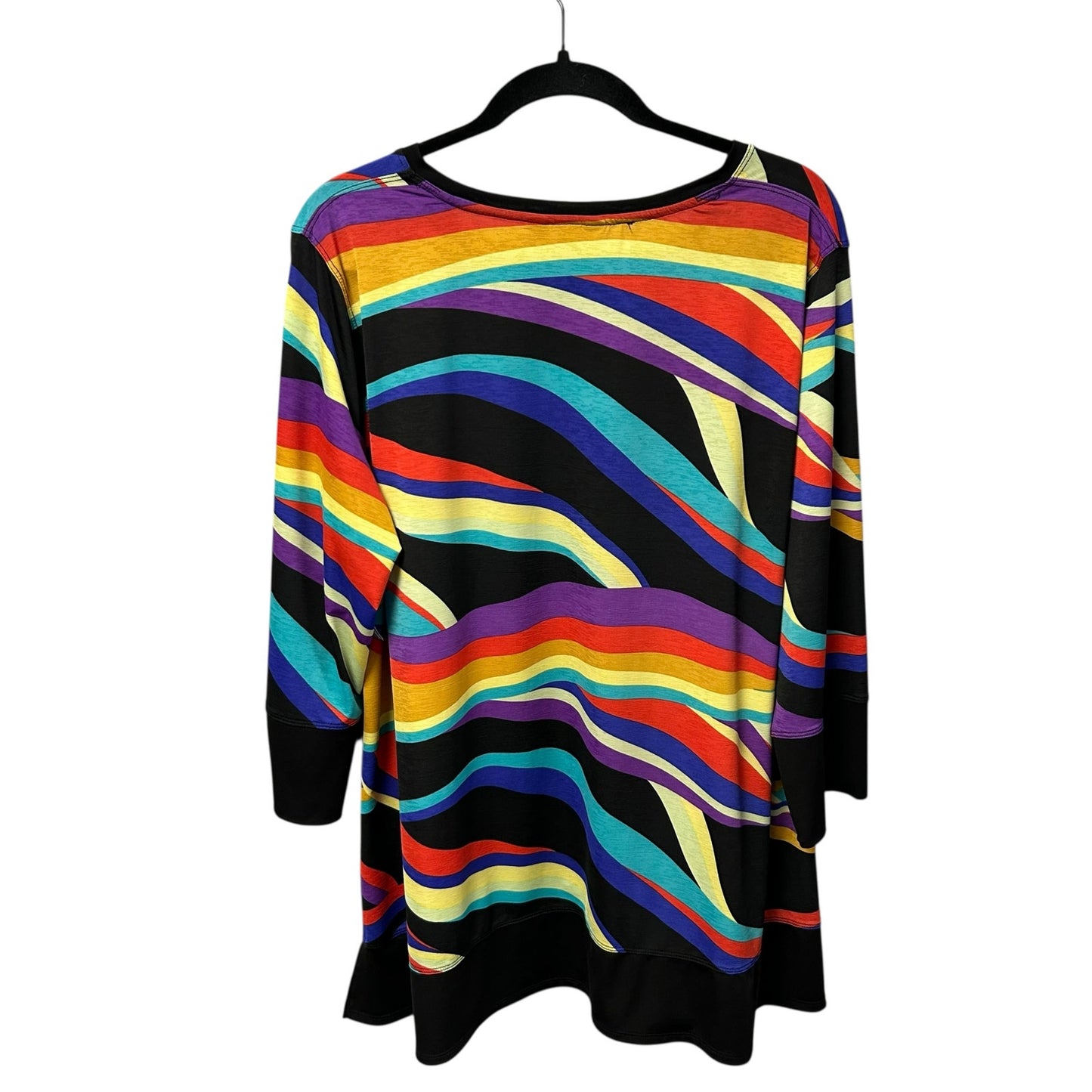 Multiples Black Multicolor Abstract Print 3/4 Sleeve Tunic Top Womens Size XL