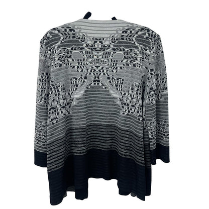 Misook Gray Black White Knit Long Sleeve Cardigan Jacket Womens Size XL AS IS