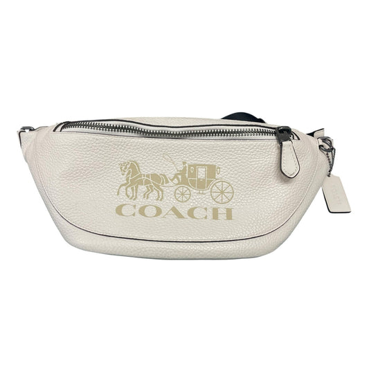 Coach Warren Belt Bag Pebbled Leather Chalk Off White Horse and Carriage AS IS
