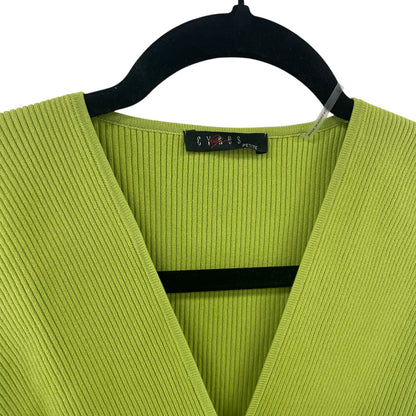 Y2K Cyrus V Neck Sleeveless Ribbed Knit Low Cut Tank Top Green Size Petite Small