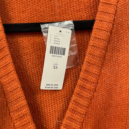 NWT By Anthropologie V Neck Ruffle Button Front Cardigan Sweater Orange Size XS