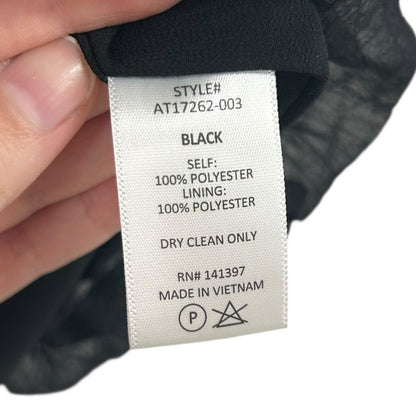 ASTR The Label Black Gauze Short Bubble Sleeve Tie Back Crop Top Womens XS