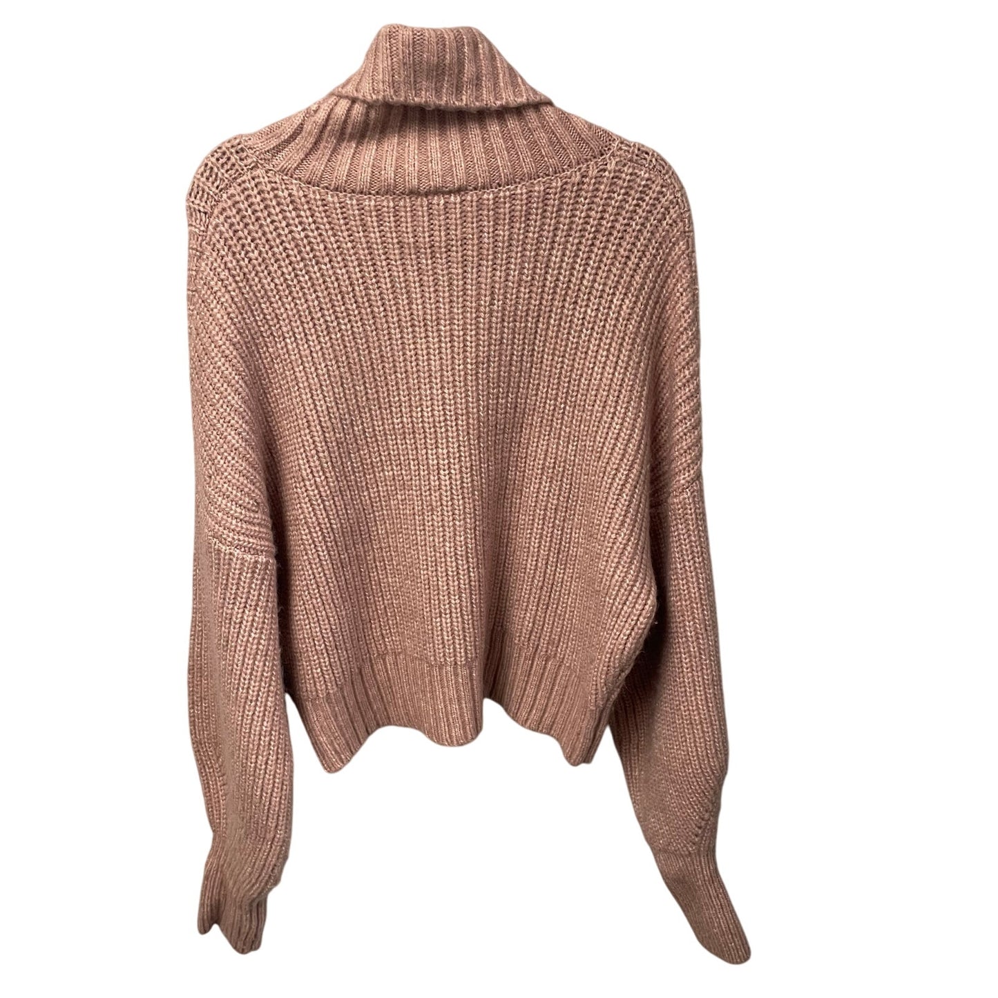 Varley Pink Woodrose Rogan Cropped Knit Turtleneck Sweater Womens Size Large